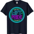 thumbnail image 1 of Men s Dark Blue Neck T-Shirt with RAINING + LIFT + PRIDE Design, 1 of 5