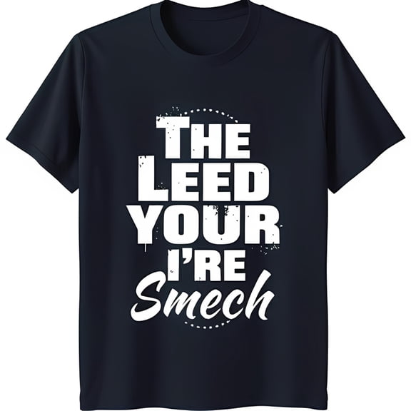 Men's Dark Blue Neck T-Shirt with 'THE LEED YOUR I' Smech' Graphic Print