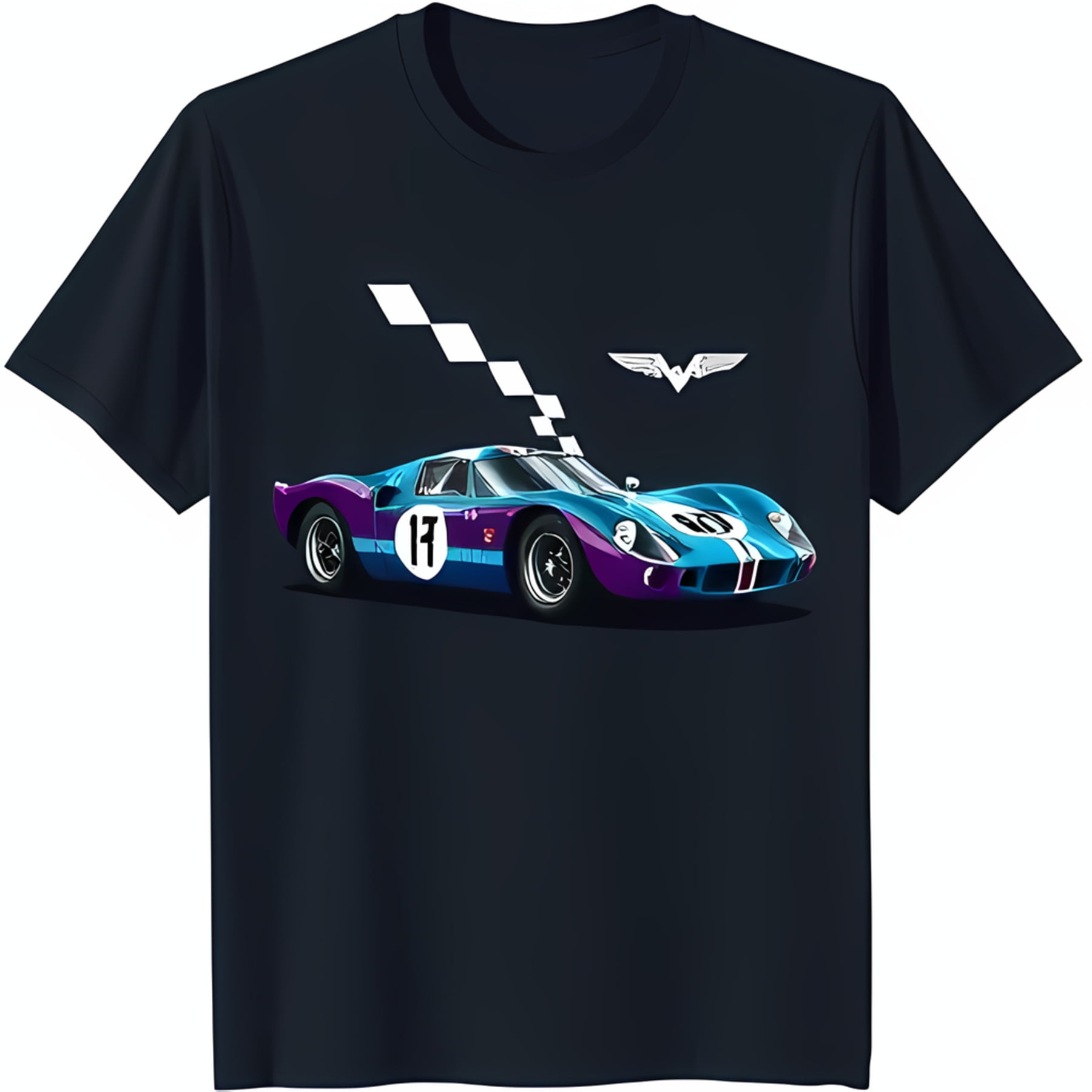 Men's Dark Blue T-Shirt with Blue & Race Car Graphic Number 17 ...