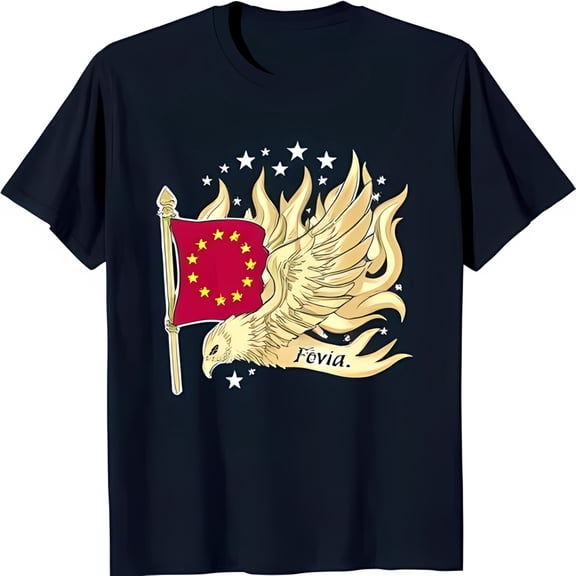 Men's Dark Blue T-Shirt with Design and 'Févia' Banner