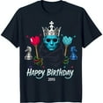 thumbnail image 1 of Men's Dark Blue T-Shirt with Whimsical Crowned Man Illustration & 'Happy Birthday 2015' Design, 1 of 5