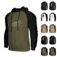 thumbnail image 1 of Men's Dark Color Hooded Sweatshirt with Long Flag Print, Casual Drawstring Pullover Including Pockets, Fall Spring Versatile Streetwear,White,5XL, 1 of 7