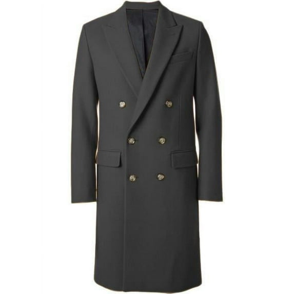 Men's Dark Grey 44Inch Long Double Breasted Overcoat Winter Men's Topcoat Sale