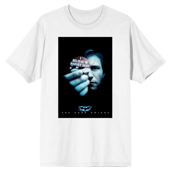Men's Dark Knight Trilogy I Believe in Harvey Dent Bruce Wayne White Graphic Tee-3XL