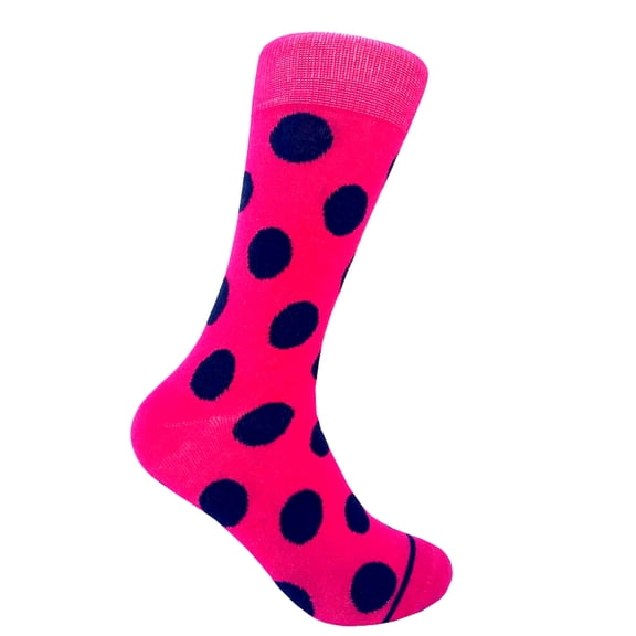 Men's Dark Pink With Dark Navy Blue Polka Dots Dress Socks