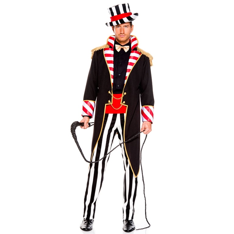 Classic Ringmaster Fancy Dress Costume for Men in Red Tailcoat and Top