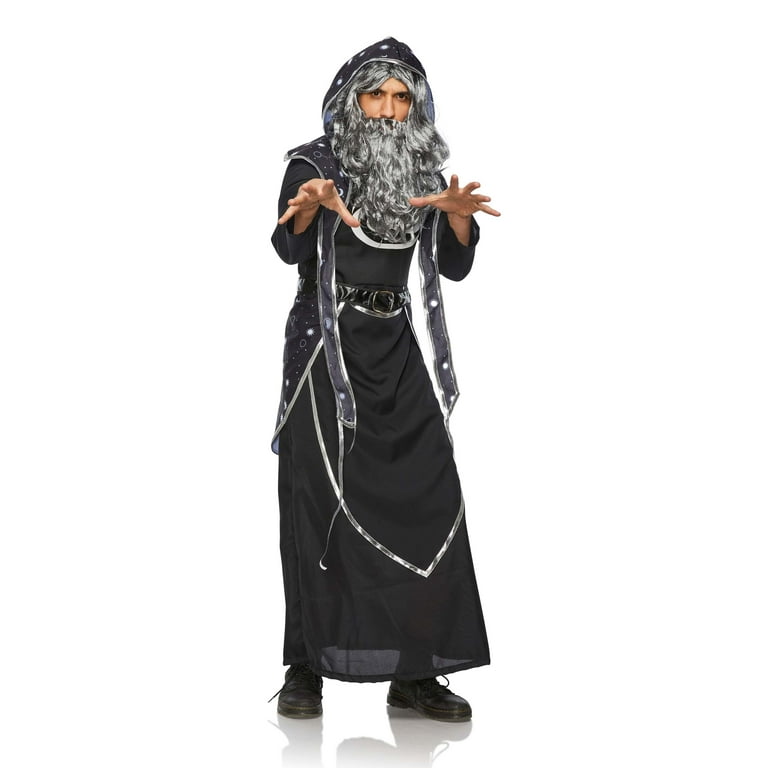 Men's Dark Wizard Black and Silver Costume - Walmart.com