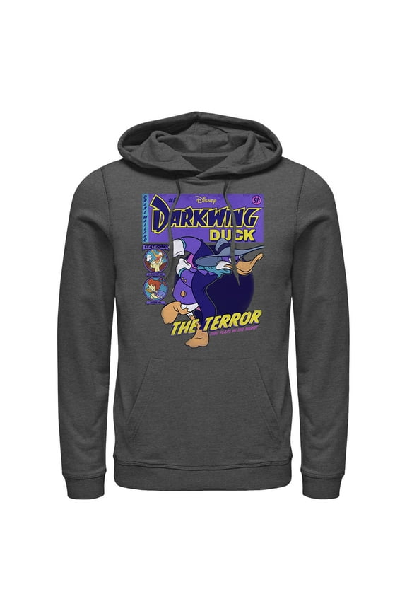 Men's Darkwing Duck Comic Cover Pull Over Hoodie Charcoal Heather 2X Large