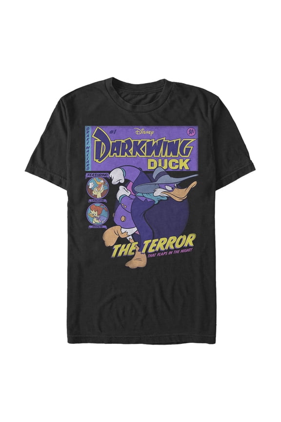 Men's Darkwing Duck The Terror That Flaps In The Night Comic Cover  Graphic Tee Black Large