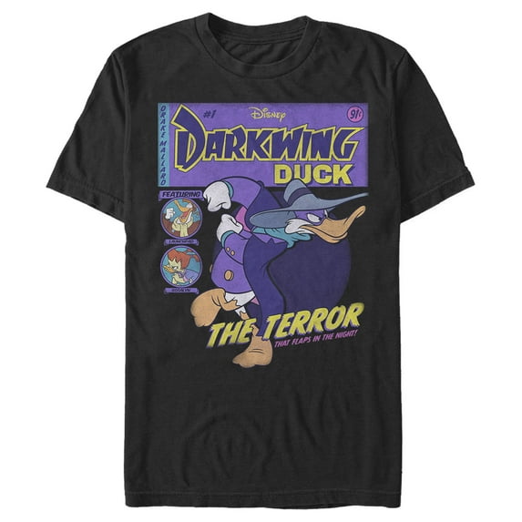 Men's Darkwing Duck The Terror That Flaps In The Night Comic Cover Graphic Tee Black Large
