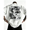 thumbnail image 1 of Men's David Statue Spliced Graphic T-Shirt Cotton White Short Sleeve Crewneck Oversized, 1 of 10