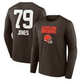 thumbnail image 1 of Men's Dawand Jones Brown Cleveland Browns Team Wordmark Player Name & Number Long Sleeve T-Shirt, 1 of 3