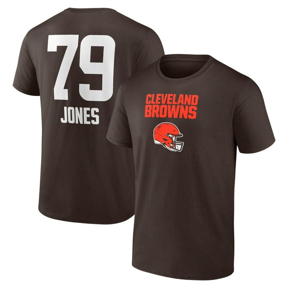 Men's Dawand Jones Brown Cleveland Browns Team Wordmark Player Name & Number T-Shirt