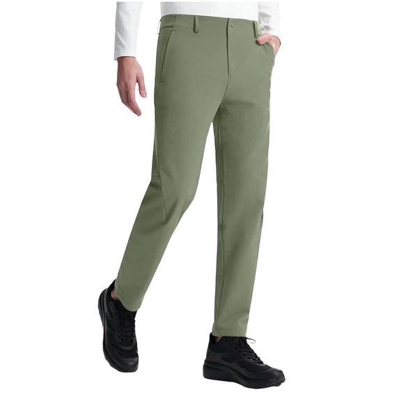 Men's All Day Comfy Golf Pants Quick Dry Lightweight Work Casual Dress Trousers with Pockets Business Casual formal Wear Big and Tall Size S-4XL Army Green