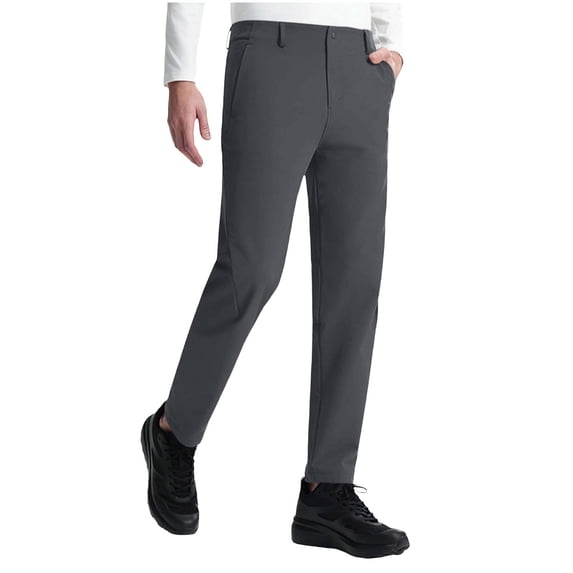 Men's All Day Comfy Golf Pants Quick Dry Lightweight Work Casual Dress Trousers with Pockets Business Casual formal Wear Big and Tall Size S-4XL Dark Gray