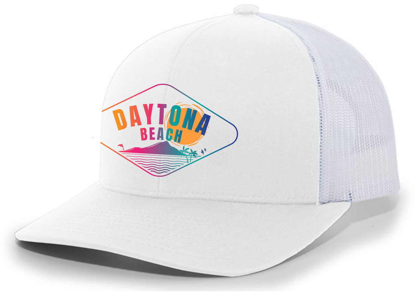 Men's Captiva Island Florida Retro Beaches Embroidered Mesh Back Trucker  Hat, White