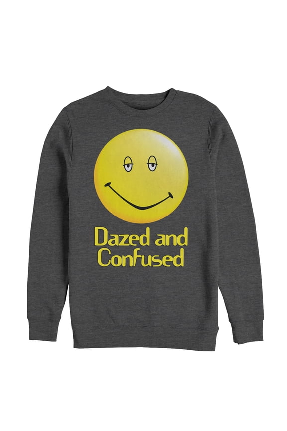 Men's Dazed and Confused Big Smiley Logo  Sweatshirt Charcoal Heather Large