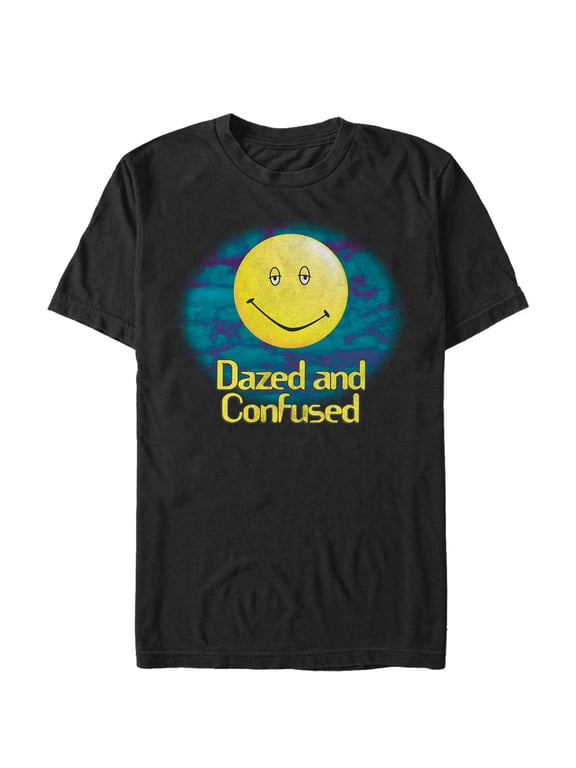 Men's Dazed and Confused Cloudy Big Smiley Logo Graphic Tee Black 2X Large