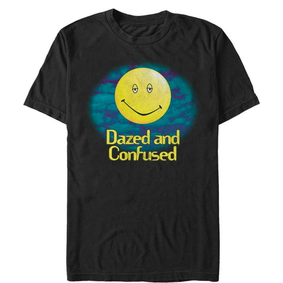 Men's Dazed and Confused Cloudy Big Smiley Logo  Graphic Tee Black 4X Large