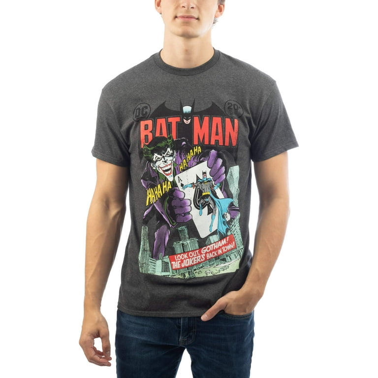 Men s Dc Comics Joker and Batman Vintage Cover Print Graphic T
