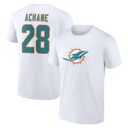 Mens De-Von Achane White Miami Dolphins Icon Player Name & Number T-Shirt