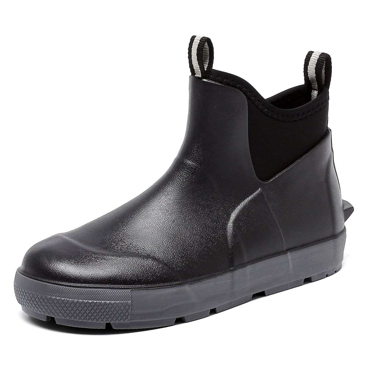 Lcamaw Men's Deck Boots, Waterproof Ankle Rain Boots with Anti-Slip Traction, Rubber Garden & Fishing Boots for Boating, Camping, Farming & Outdoor Work