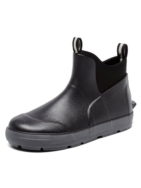 Men's Deck Boots, Waterproof Ankle Rain Boots with Anti-Slip Traction, Rubber Garden & Fishing Boots for Boating, Camping, Farming & Outdoor Work