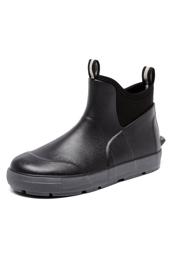 Men's Deck Boots, Waterproof Ankle Rain Boots with Anti-Slip Traction, Rubber Garden & Fishing Boots for Boating, Camping, Farming & Outdoor Work
