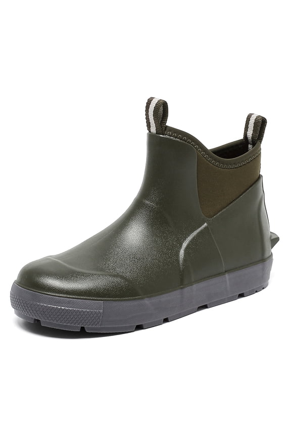 Men's Deck Boots, Waterproof Ankle Rain Boots with Anti-Slip Traction, Rubber Garden & Fishing Boots for Boating, Camping, Farming & Outdoor Work
