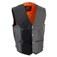 thumbnail image 1 of Milwaukee Leather ML1927 Men's Black Premium Leather Side Buckle Motorcycle Rider Vest w/ Eagle Nickel Snaps Closure X-Large, 1 of 6