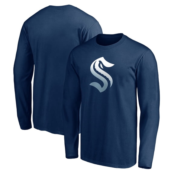 Men's Deep Sea Blue Seattle Kraken Gradient Logo Long Sleeve T-Shirt