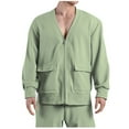 thumbnail image 1 of Men's Deep V Neck Jacket Lightweight Loose Windbreaker Casual Stylish Zipper Up Outerwear Coat with Pockets Green XXXL, 1 of 7