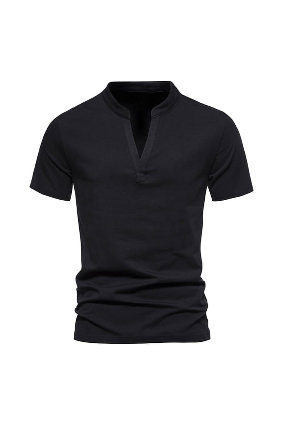 Men's Deep V Neck Short Sleeve T-Shirt - Elastic Cotton Blend Bottoming Shirt - Fashionable Design for Beach and Casual Summer Occasions