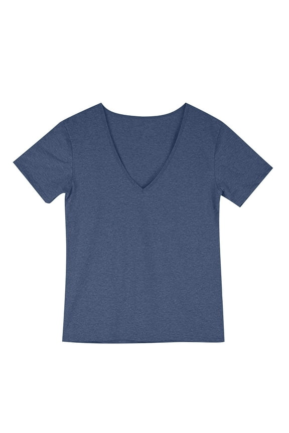 Men's Deep V Neck T-Shirt Solid Short Sleeve Cotton Blend Quick Dry High Stretch Shirt Slim Fit Fitness Exercise Top