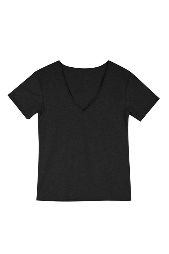 Men's Deep V Neck T-Shirt Solid Short Sleeve Cotton Blend Quick Dry High Stretch Shirt Slim Fit Fitness Exercise Top