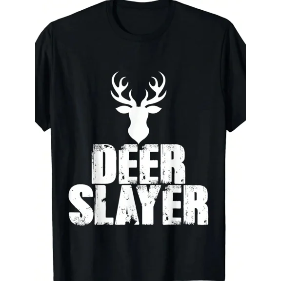 Men's Deer Slayer Hunting T-Shirt Graphic Buck Antler Outdoor Tee