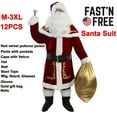 thumbnail image 1 of Men's Deluxe Santa Suit 12PC. Christmas Adult Santa Claus Costume -M, 1 of 10