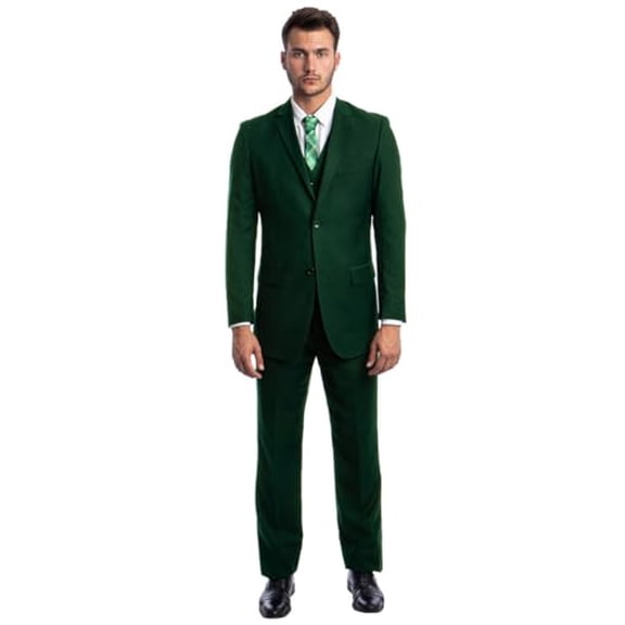 Men's Demantie Suits Hunter Green Suit With Vested Style Size 36 Short