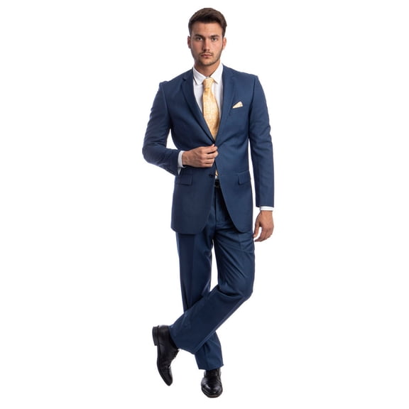 Men's Demantie Suits Indigo Blue Modern Fit Suit From Inidigo Size 46 Long