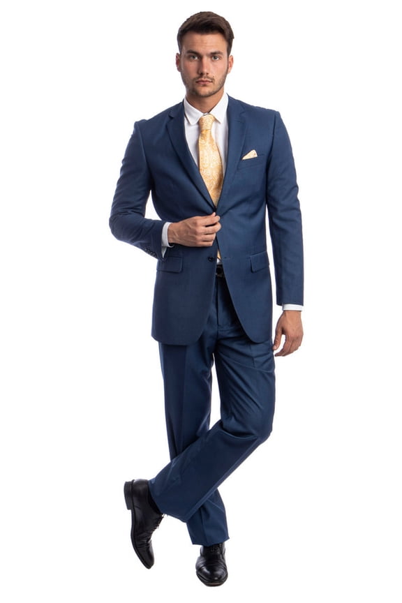 Men's Demantie Suits Indigo Blue Modern Fit Suit From Inidigo Size 50 Long