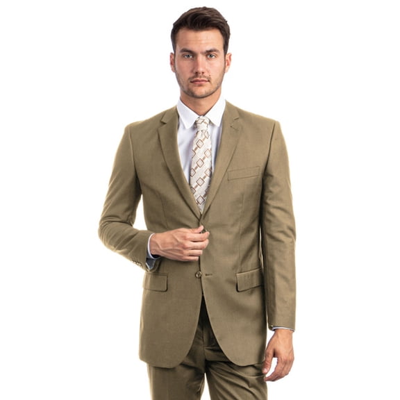 Men's Demantie Suits Modern Fit Business Suit Dark Taupe Size 48 Regular