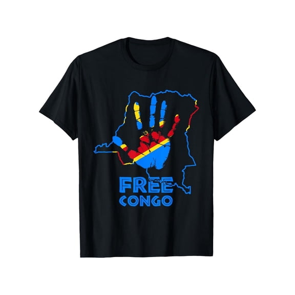 Men's Democratic Republic of Congo Flag Graphic T-Shirt - Black with Vibrant FREE CONGO Design, Soft Breathable Fabric, Round Neck Short Sleeve Casual Tee for Summer - Patriotic Gift for Men