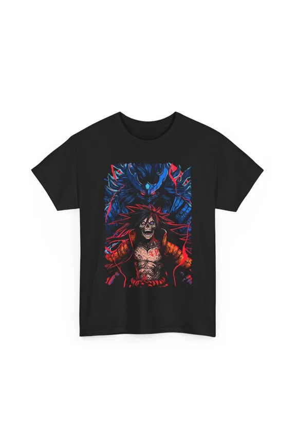 Men's Demon Samurai Skeleton T-Shirt Dark Fantasy Ghost Warrior Japanese Anime T