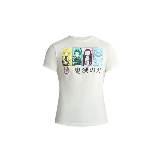 Men's Demon Slayer Panels Beige Graphic T-Shirt - 3XL
