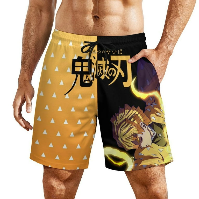 Swimcity☆Zen short pants Men's Demon Slayer Zenitsu Beach Shorts With Compression