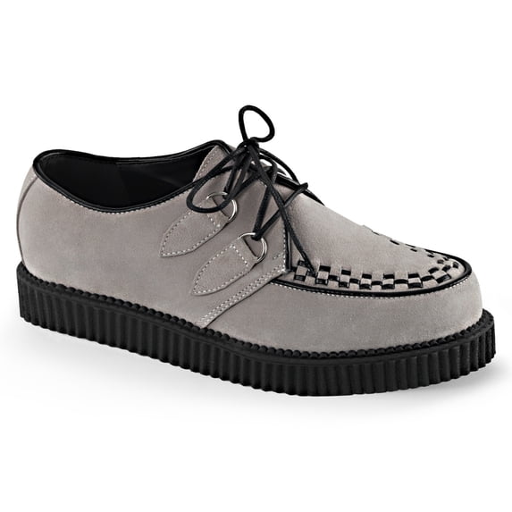 1" PF D-Ring Lace-Up Creeper w/Interwoven Apron & Piping - Grey Suede, 7