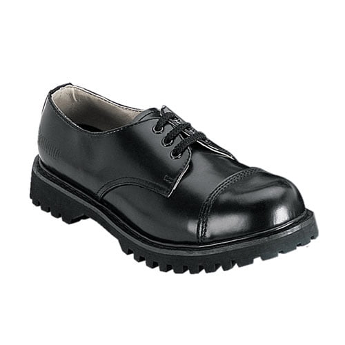 *3 Eyelet Goth Punk Rockabilly Greaser S/T Blk Leather Shoe - Blk Leather, 8