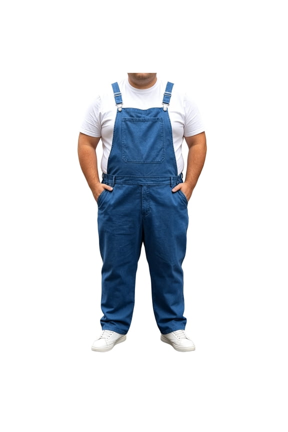 Men's Denim Bib Overall Jean Romper Trousers Adjustable Strap Workwear Comfortable Jumpsuit for Men Plus Size with Pockets