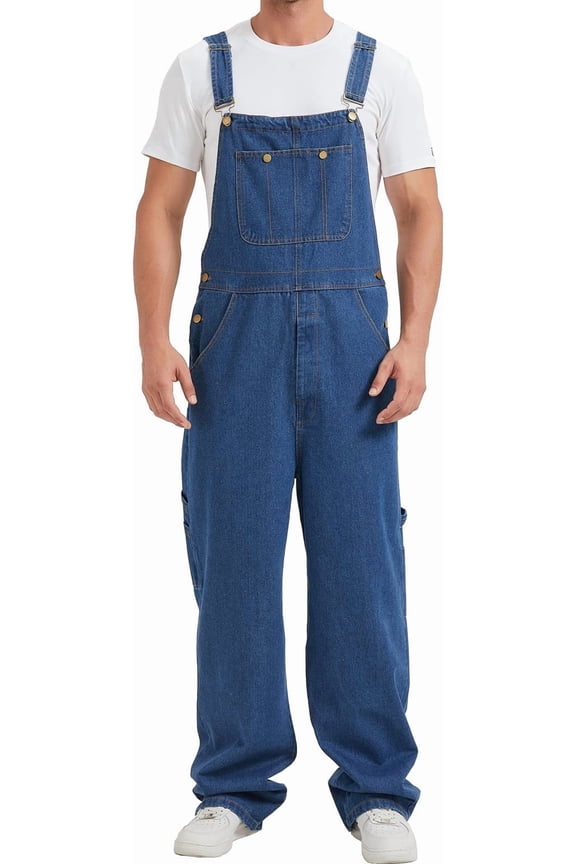 Men's Denim Bib Overall, Mens Classic Workwear with Pockets