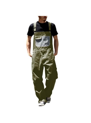 Men's Denim Bib Overalls,Relaxed Fit Midweight Work Jumpsuit Adjustable  Straps Workwear with Zipper Cargo Tool Pockets